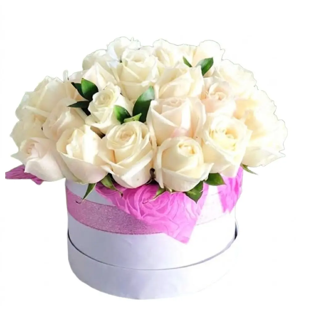 Ofrenda floral con 50 rosas blancas en caja , Guayaquil - Floreria DIFIORI Guayaquil